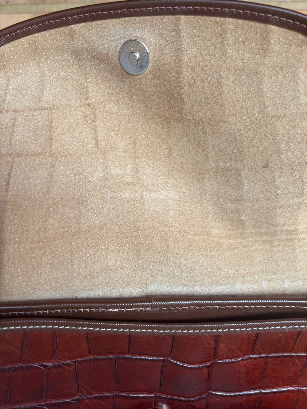 Vintage Dooney & Bourke Bayou Alligator Embossed Brown Leather Crossbody Bag, - Picture 14 of 15